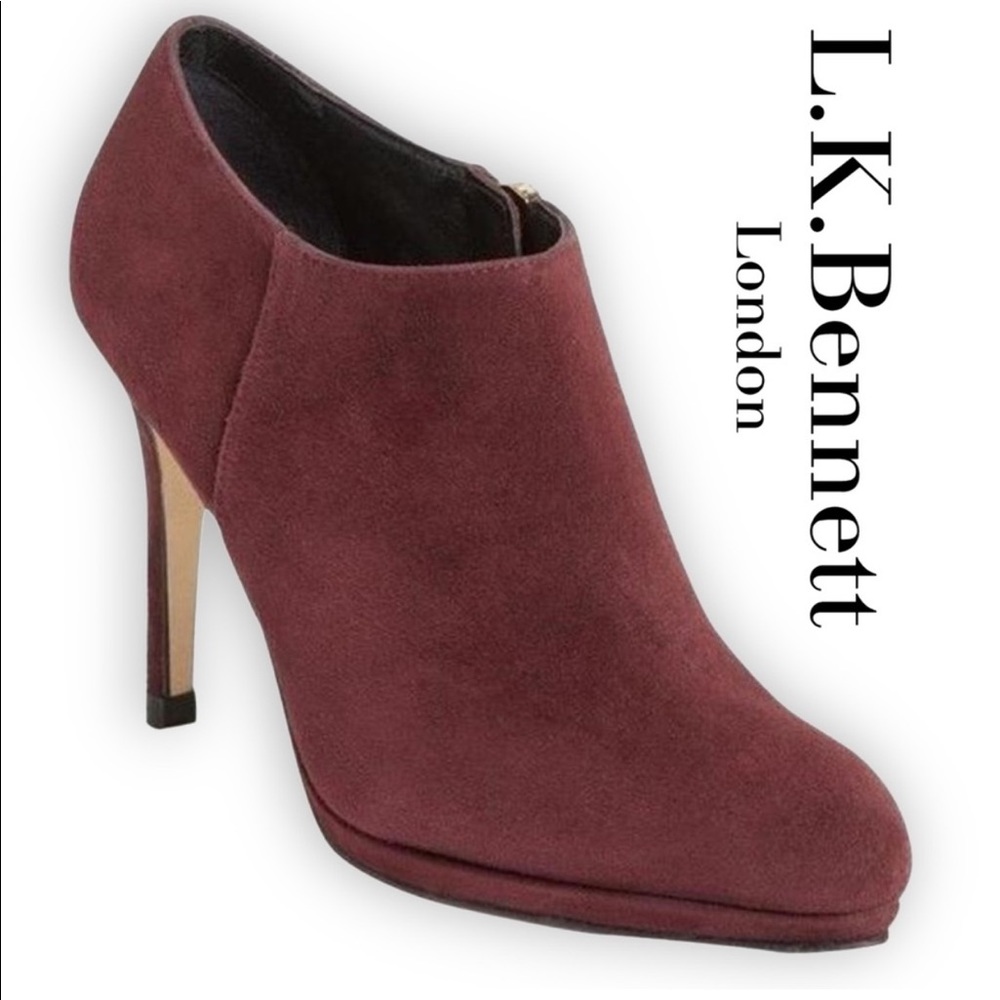 LK Bennett Burgundy Suede Heels